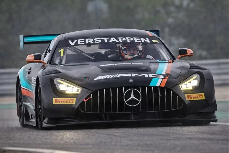 Max Verstappen driving a GT3 car during off-season testing